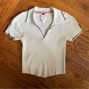 Wilson White Cropped Short Sleeve Polo Shirt